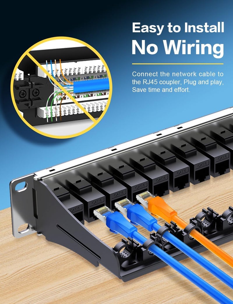 Enmane 1U 12 Port Patch Panel Cat6 Keystone Patch Panel (EC Listed) RJ45 UTP with Smart Cable Management for 10 Inch Rackmount - Image 3